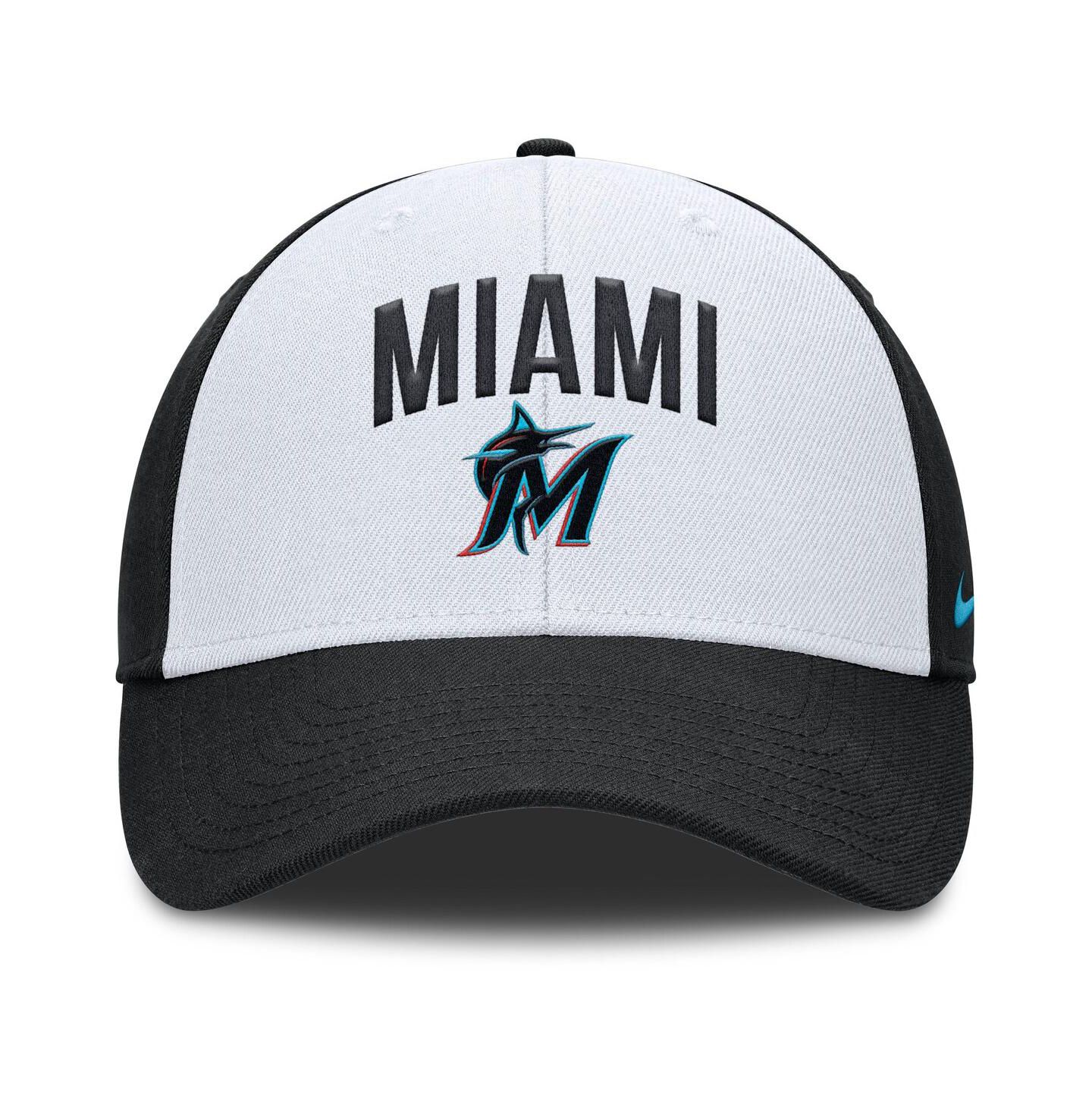 Мужская кепка Nike White/Black Miami Marlins Club Performance Adjustable Hat — фото 3