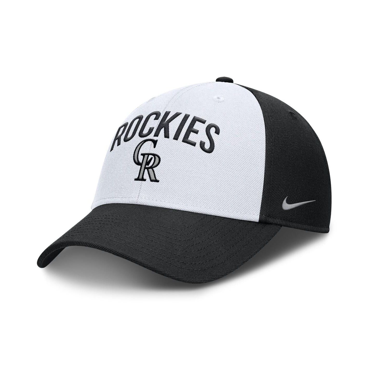 Мужская кепка Nike White/Black Colorado Rockies Club Performance Adjustable Hat — фото 1