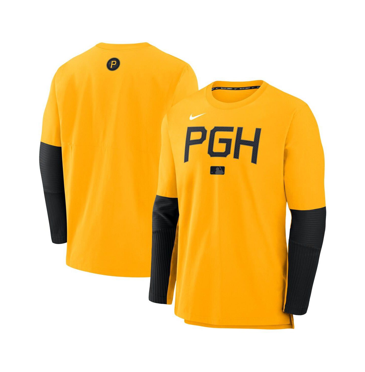 Мужская футболка Nike Gold Pittsburgh Pirates Authentic Collection City Connect Lightweight Player Tri-Blend Performance Long Sleeve — фото 1