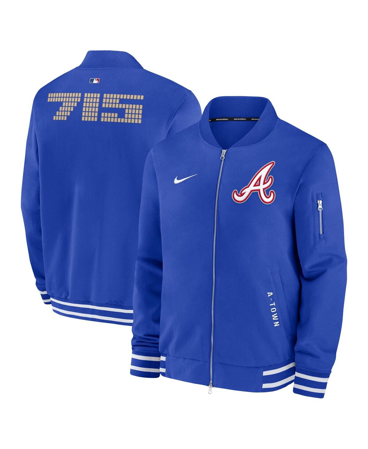 Men's Royal Atlanta Braves Authentic Collection City Connect Full-Zip Bomber Jacket - Royal