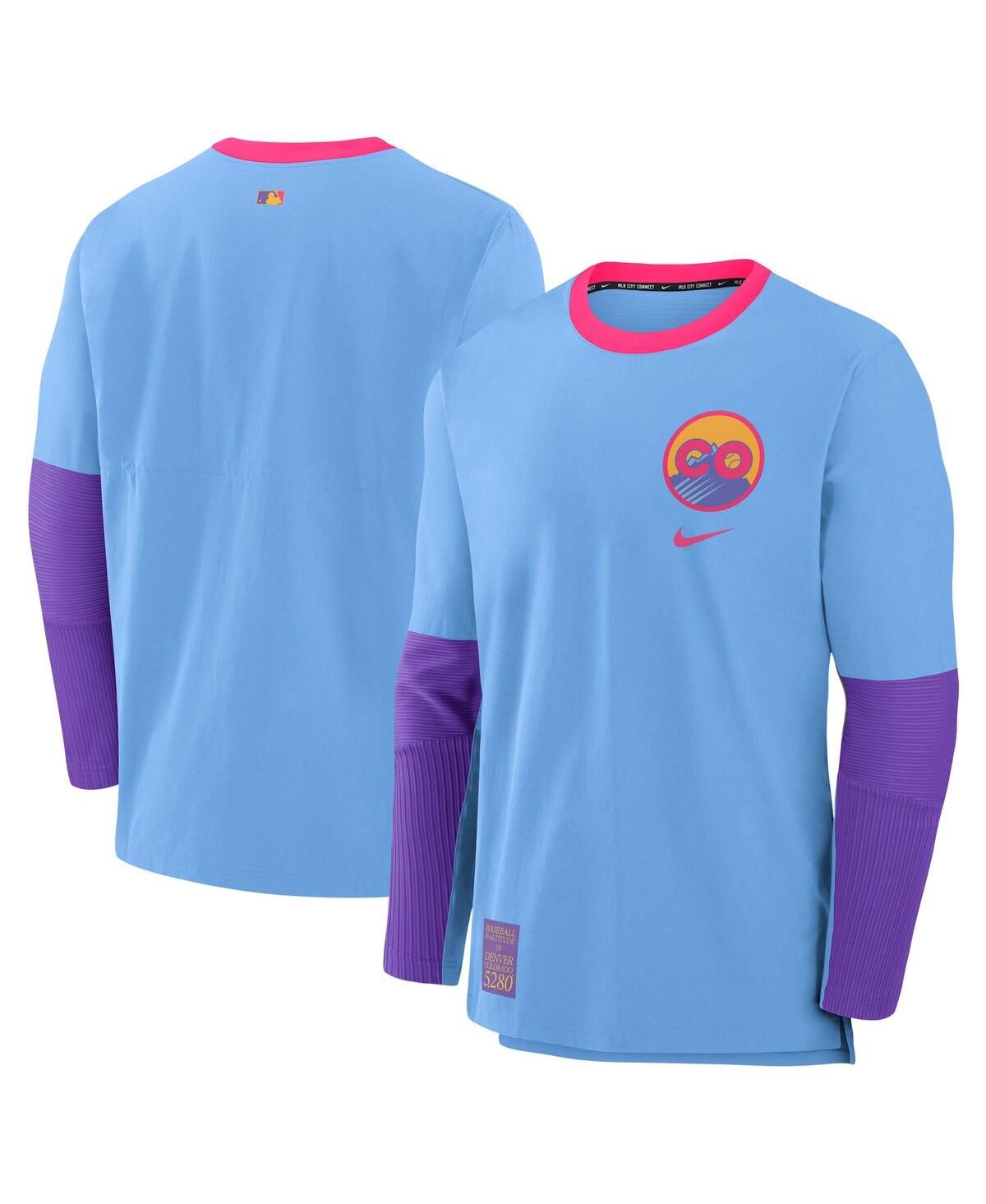 Nike Men's Light Blue/Purple Colorado Rockies 2025 City Connect Authentic Collection Lightweight Player Performance Long Sleeve T-Shirt - Light Blue,