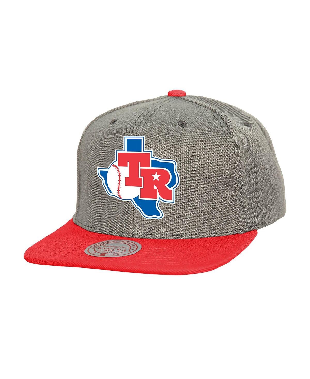 Mitchell & Ness Men's Gray Texas Rangers Cooperstown Collection Basic Flip Snapback Hat