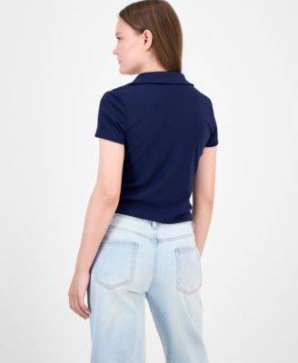 Juniors' Button-Front Short-Sleeve Polo
