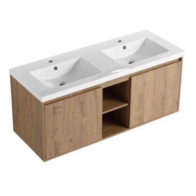 48" Wall Mounted Bathroom Vanity With Double Sink, Soft Closing Door Hinge