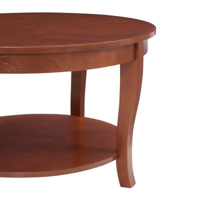 Classic Round Coffee Table with Open Shelf, 30"x30"x18", for Small Spaces