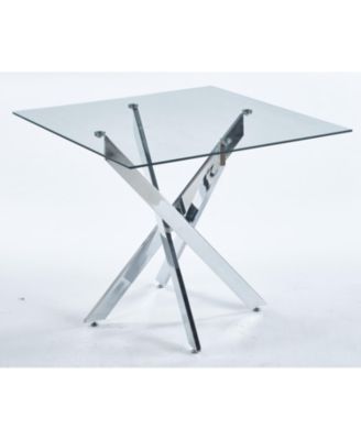 Modern Cross Metal Legs Glass Dining Table