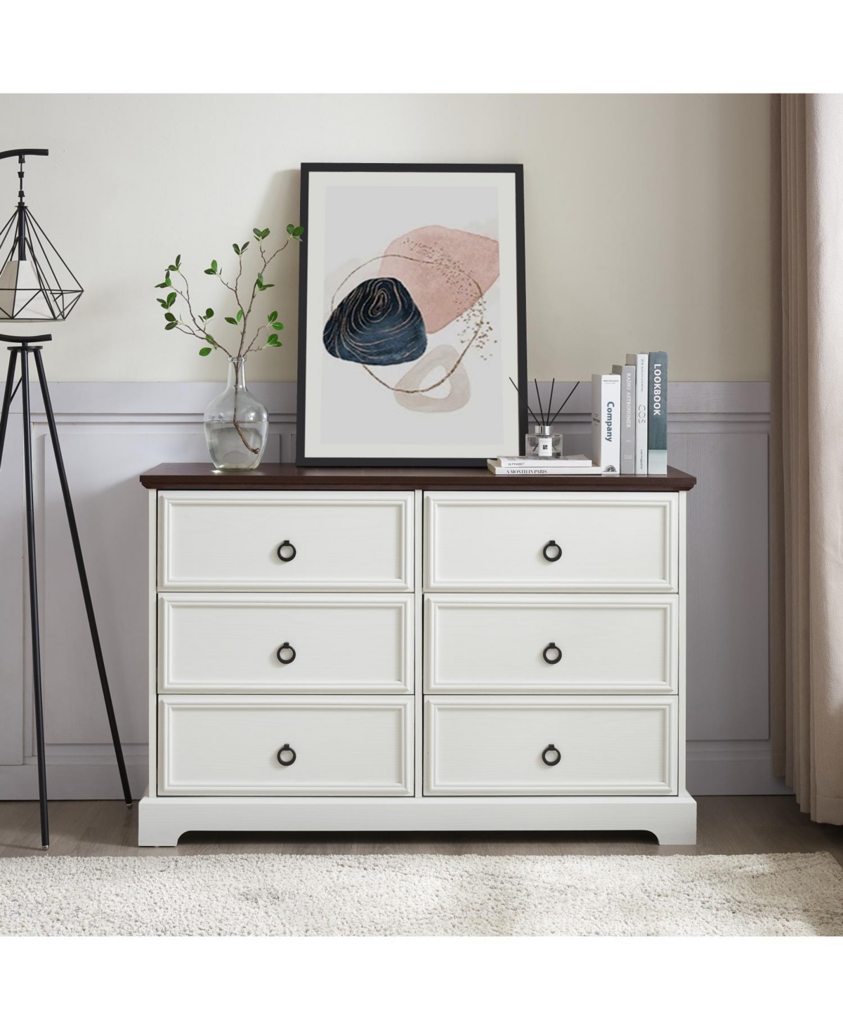 Streamdale Furniture Modern Farmhouse 6-Drawer Dresser