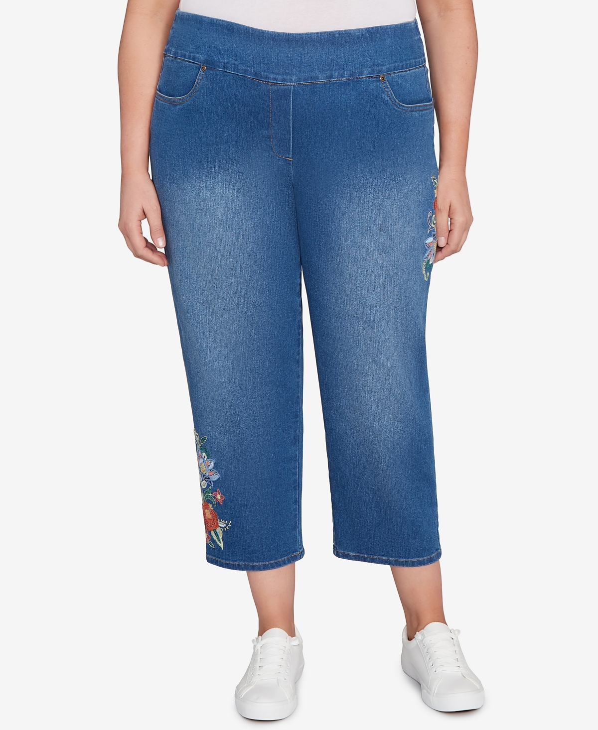 Alfred Dunner Plus Size Embroidered Denim Jeans In Blue