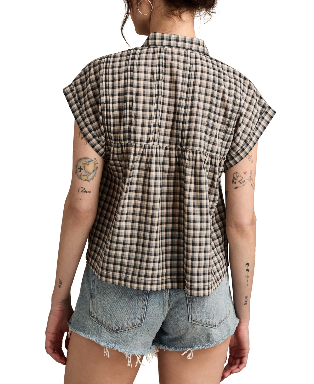 Shop Lucky Brand Women's Cotton Pintuck Button-front Top