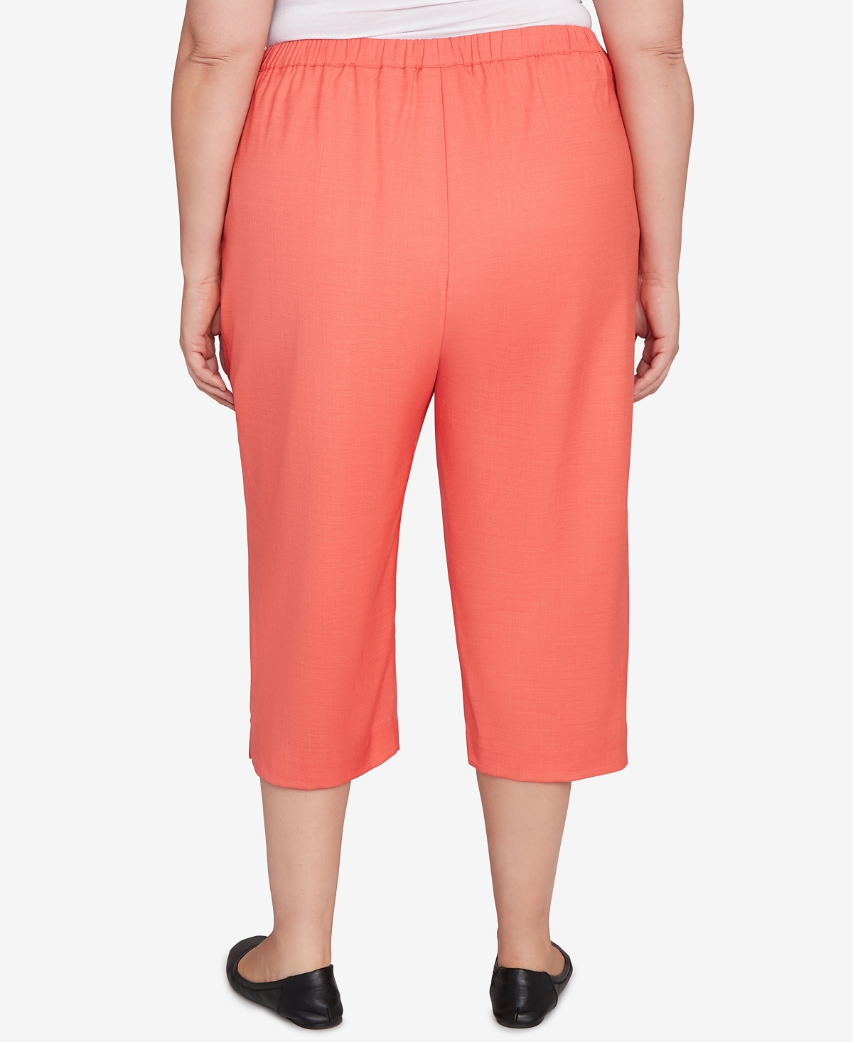 Alfred Dunner Plus Size Catalina Island Patch Pockets Elastic Waistband Capris Pants