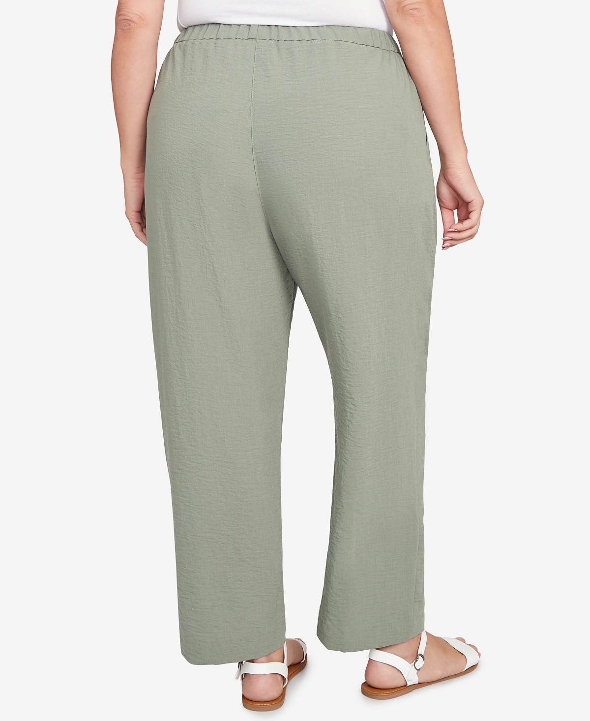 Alfred Dunner Plus Size Patch Pocket Elastic Waist Pants In Green