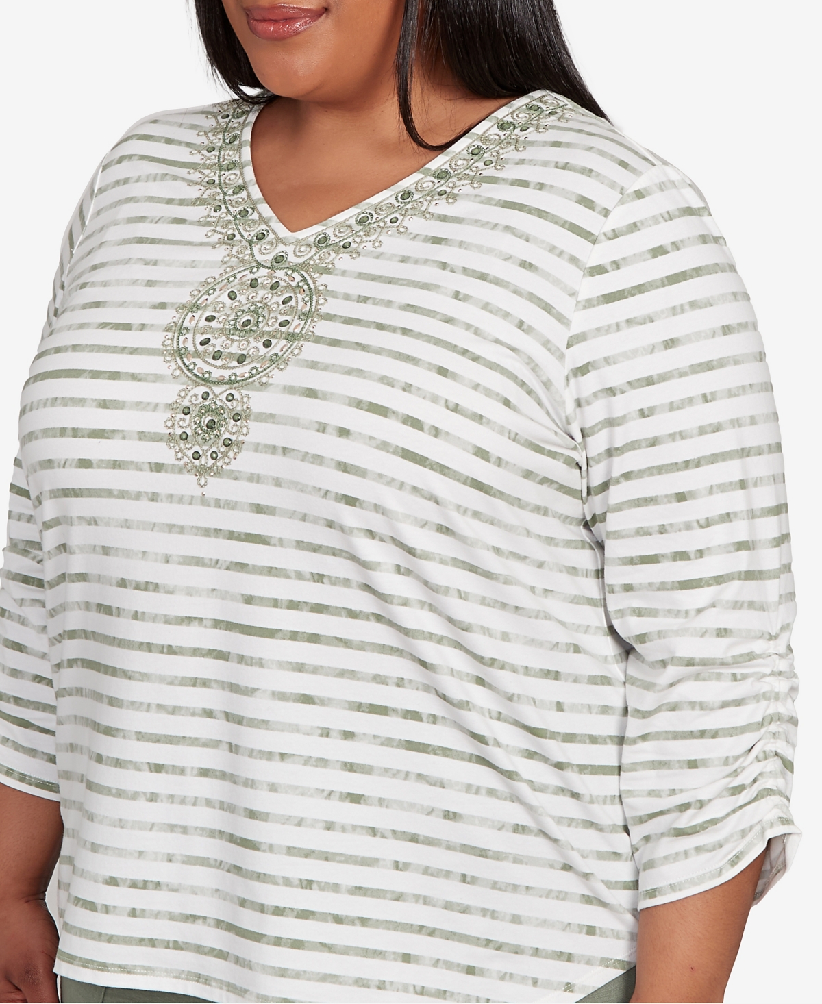 Alfred Dunner Plus Size Textured Medallion Top