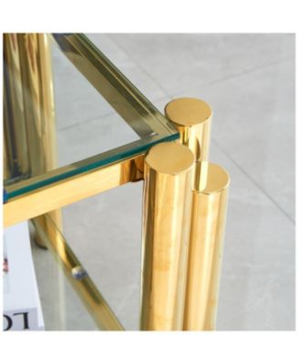 20" Square End Table with Glass & Stainless Steel