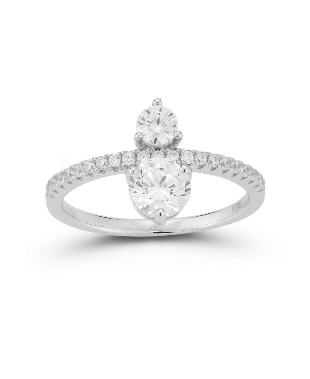 14K Gold Plated Sterling Silver Two Stone Ring - Gold