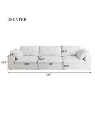Oversized Cloud Modular Sectional Sofa,120" Down Filled Comfort 3Seater Sofa Couch for Living Room, Minimalist Wide Deep Seat Couches for Office Apartment 3Seaters