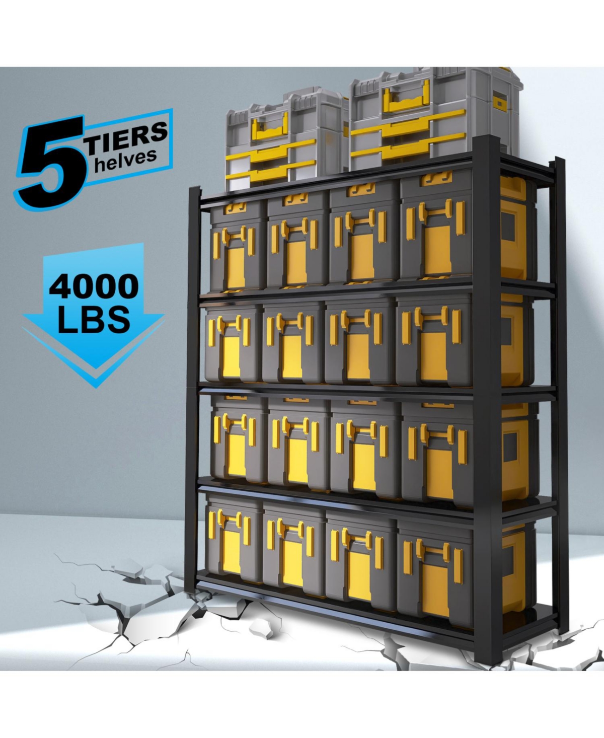 Streamdale Black Metal Shelves with Removable Dividers