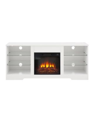 Streamdale Electric Fireplace TV Stand with Glass Shelves, 58