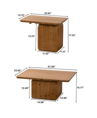 Streamdale Vintage Square Coffee Table Set, Wood Grain Finish (Set of 2)
