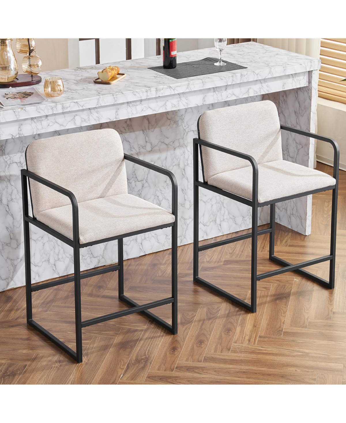 Streamdale Furniture Modern Bar Stool with Arms, Set of 2
