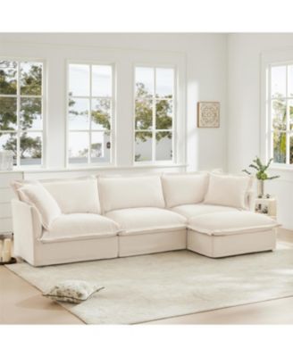 Streamdale L-Shaped Slipcovered Sectional Sofa with Ottoman & Pillows