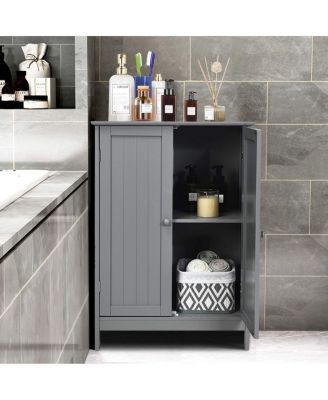 2-Door Free-Standing Bathroom Cabinet with Shelf