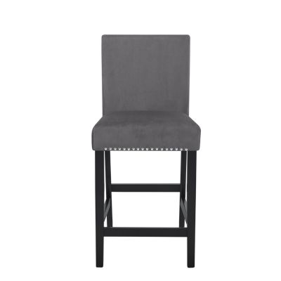 Streamdale Contemporary Velvet Counter Stool with Nailhead Trim, Set of 2