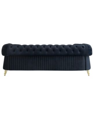Streamdale 89" Chesterfield Tufted Velvet Sofa - Black