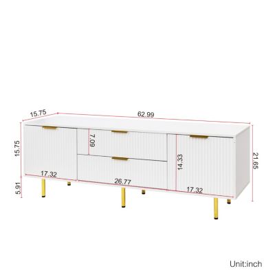 Streamdale Modern warm white TV cabinet, for Living Room Bedroom