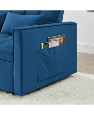 54.33 inch versatile foldable sofa bed in 3 lengths, modern sofa velvet pull-out bed.