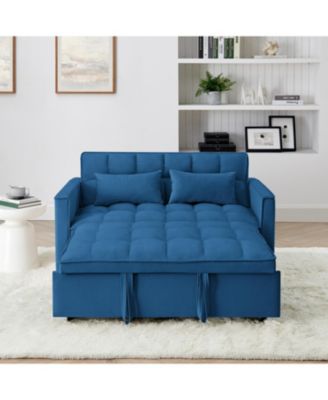 54.33 inch versatile foldable sofa bed in 3 lengths, modern sofa velvet pull-out bed.