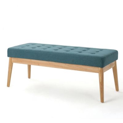 Mid-Century Modern Upholstered Bench with Button-Tufting
