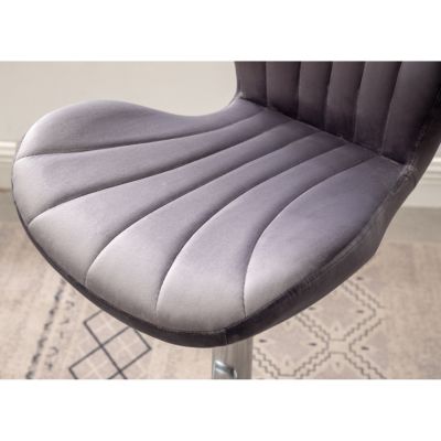 Upholstered Adjustable Swivel Barstools in Gray, Set of 2