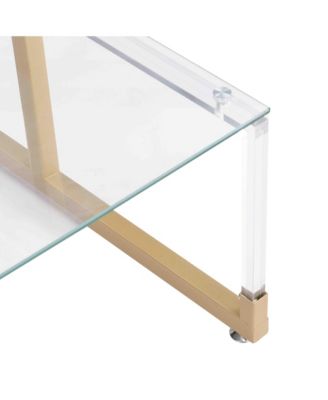 Golden Side Table, 2-Tier Acrylic Glass End Table For Living Room Bedroom