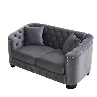 Streamdale Chesterfield Sofa with Velvet, Nail Trim