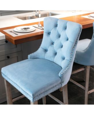 Handcrafted Velvet Barstools with Supportive Backrest