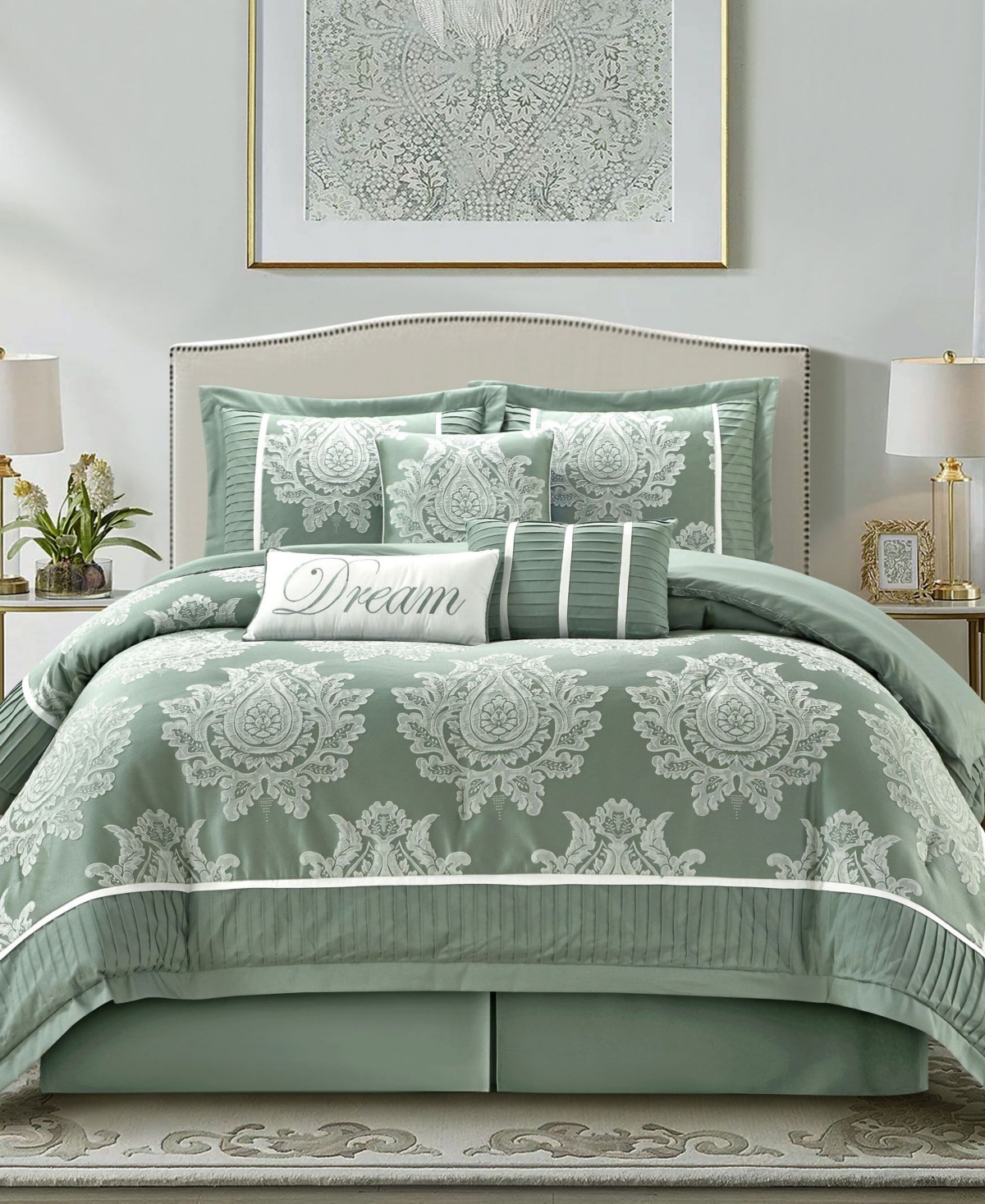 STRATFORD PARK THERESE DAMASK 7-PC. COMFORTER SET, QUEEN 