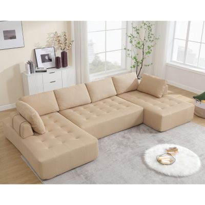 6-Seat Modular Sofa With Mesh Fabric Upholstery