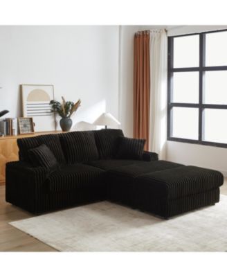 Streamdale Corduroy 3-Seater Sofa with Storage and Accessories