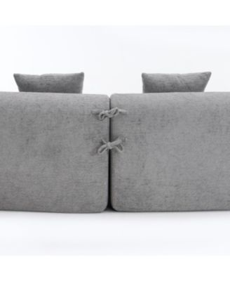 4-Seater Light Gray Sofa with Chenille Fabric and Pillows