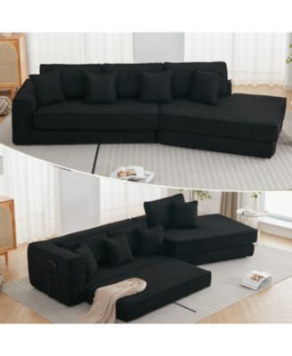 Streamdale  Furniture Set of 1 Lamb Velvet Folding Sleeper Sofa Bed