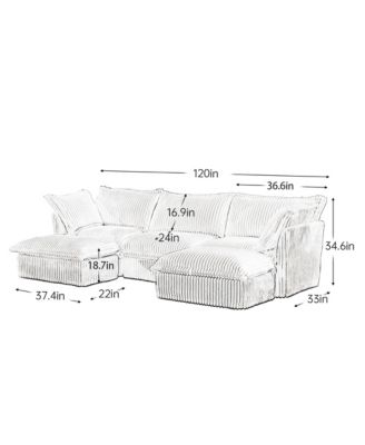 Streamdale Slipcovered U Shape Sectional Sofa, Deep Seat, Green