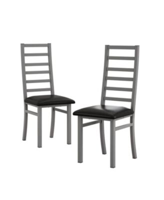 Streamdale Modern PU Leather Dining Chairs (Set of 2) with Steel Legs in Grey