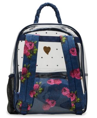 Clear Denim With Pouch Medium Backpack