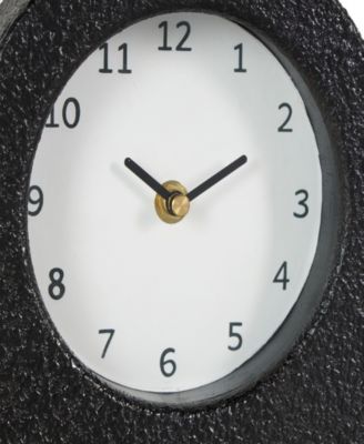 9" Metal Textured Decorative Clock with Gold Accents, Set of 2