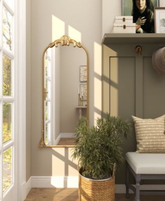 48" Metal Scroll Tall Ornate Arched Baroque Room Floor Mirror