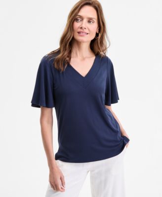 Women's V-Neck Short Sleeve Knit Top