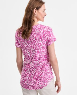 Women's Printed Scoop-Neck Short Sleeve Top Exclusively at Macy's