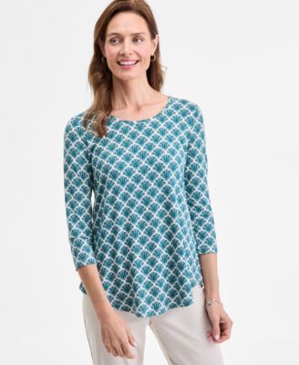 JM Collection - Women's Geometric-Print Scoop-Neck Top, Exclusively at Macy's