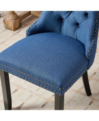 Nikki Tufted Upholstered Linen Dining Chair (Set of 2)
