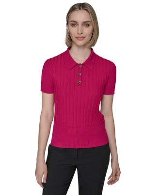 KARL LAGERFELD PARIS - Women's Collared Ribbed Shirt